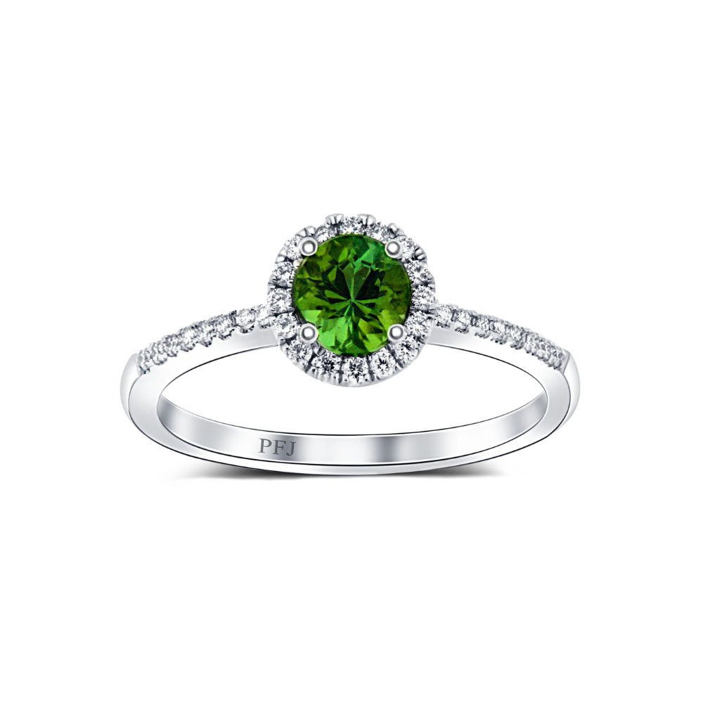 14K White Gold 0.40 CTW Emerald And 0.14 CTW Diamond Ring