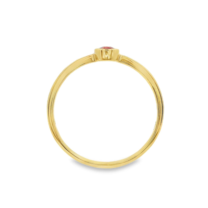 14K Yellow Gold 4x3mm Ruby Ring
