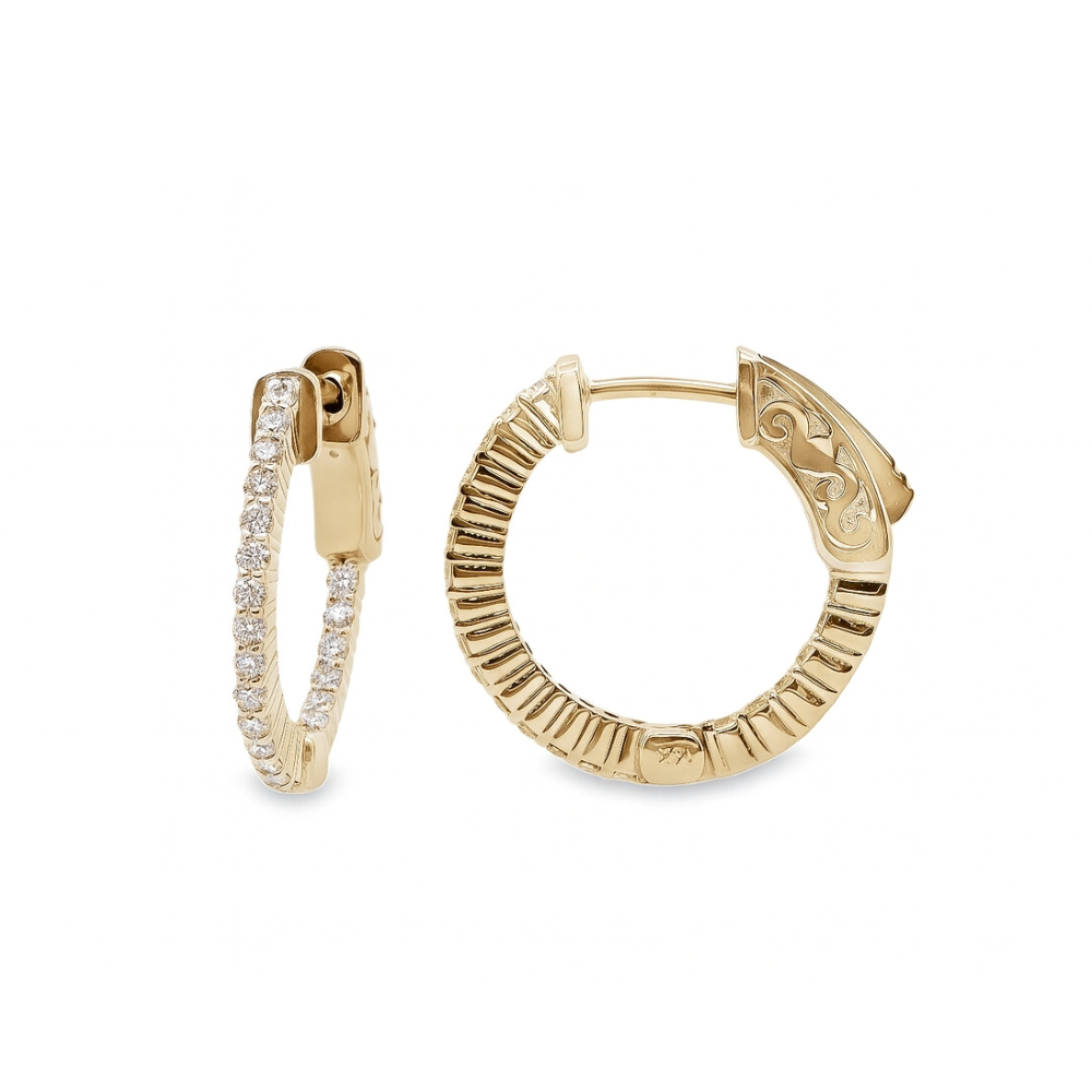 14K Yellow Gold 0.41 CTW Diamond Hoop Earrings