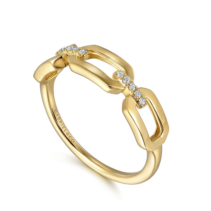 14K Yellow Gold Gabriel & Co. 0.04 CTW Diamond Woman's Open Ring