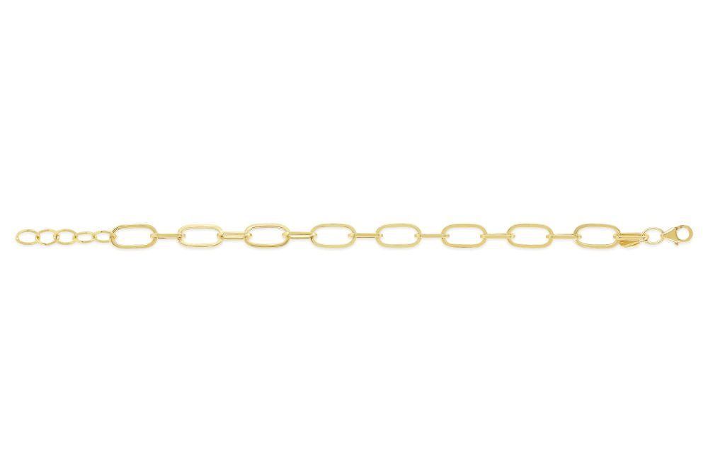sempreORO Sterling Silver 14 Karat Gold Bonded Rounded Paperclip Link Bracelet