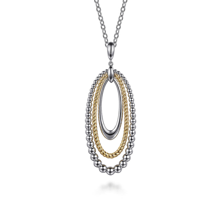 Gabriel & Co. Sterling Silver And 14K Yellow Gold Triple Oval Necklace