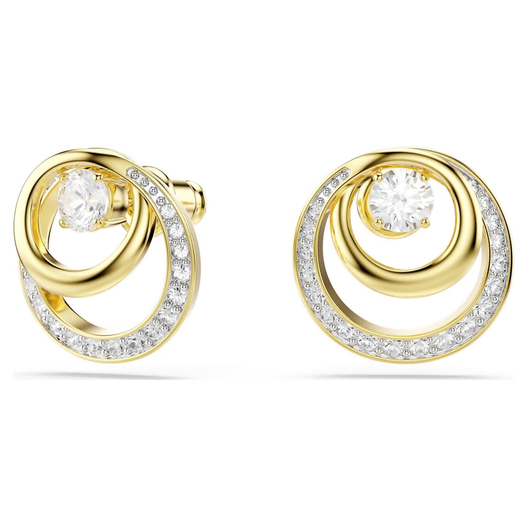 Swarovski Hyperbola Gold-Tone Plated Stud Earrings With Clear Crystals 5740407