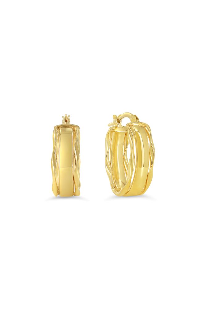 sempreORO Sterling Silver 14 Karat Gold Bonded Oval Hoop Earrings