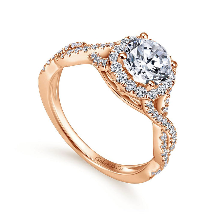 14K Rose Gold 0.42 CTW Diamond Set Halo Engagement Ring Semi-Mount