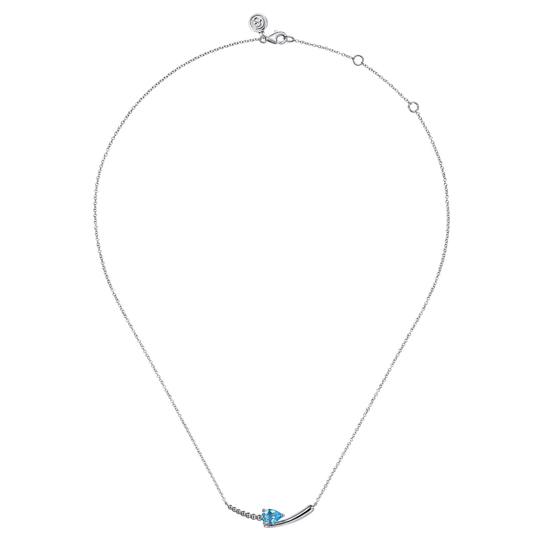 Sterling Silver Gabriel & Co. Bar Necklace With Blue Topaz