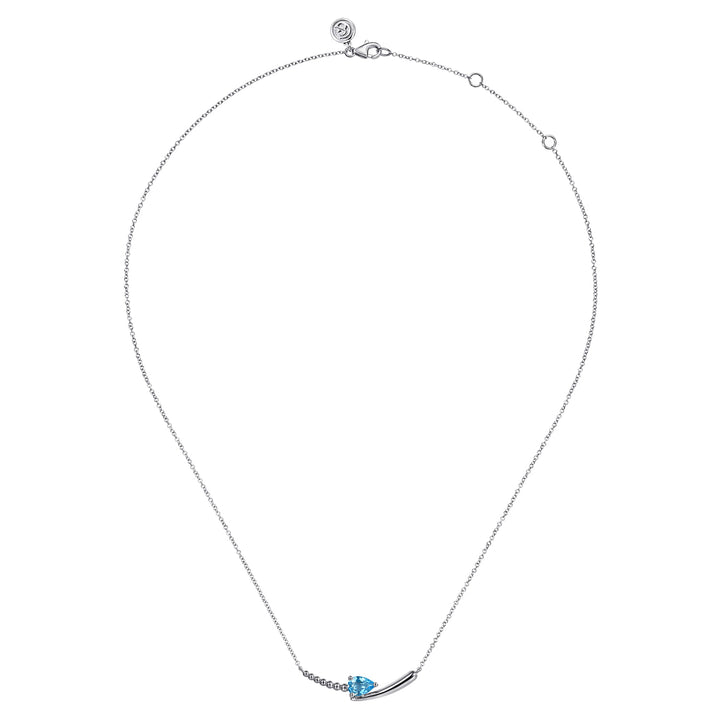 Sterling Silver Gabriel & Co. Bar Necklace With Blue Topaz