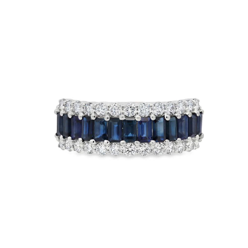 14K White Gold 1.88 CTW Sapphire And 0.77 CTW Diamond Ring