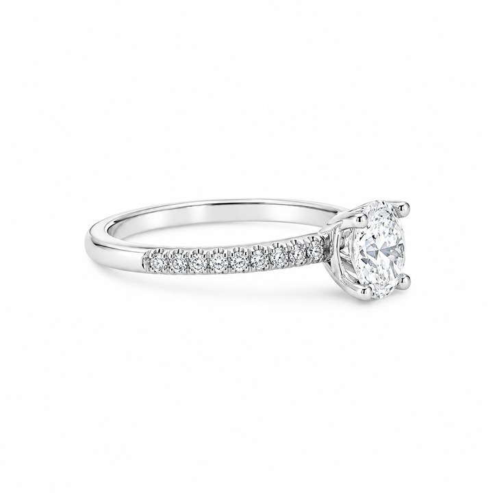 14K White Gold Solitaire 0.08 CTW Diamond Engagement Ring Semi-Mount With Diamond Shoulders