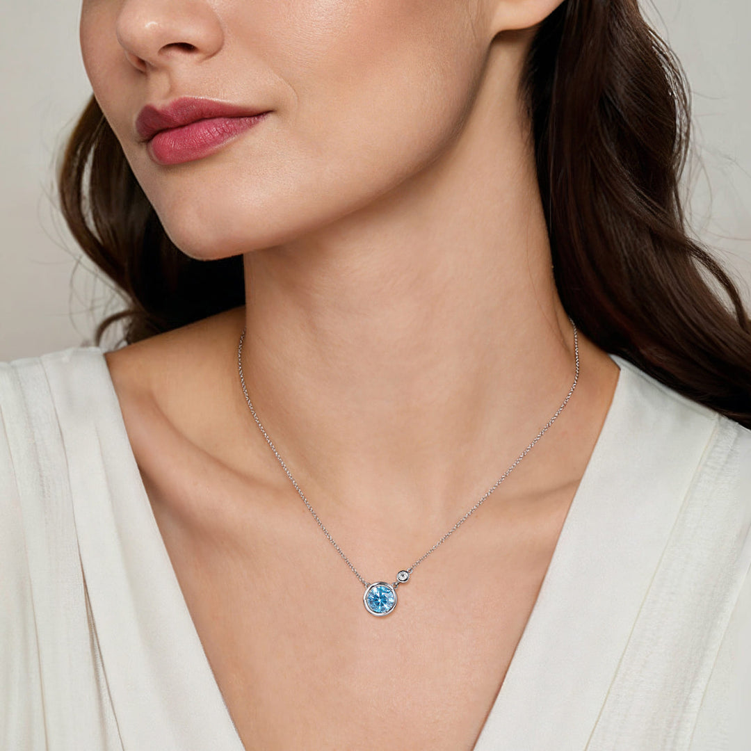 Sterling Silver Gabriel & Co. Diamond and Blue Topaz Necklace