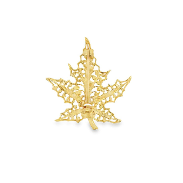 Estate - 14 Karat Yellow Gold Polished Leaf Brooch.