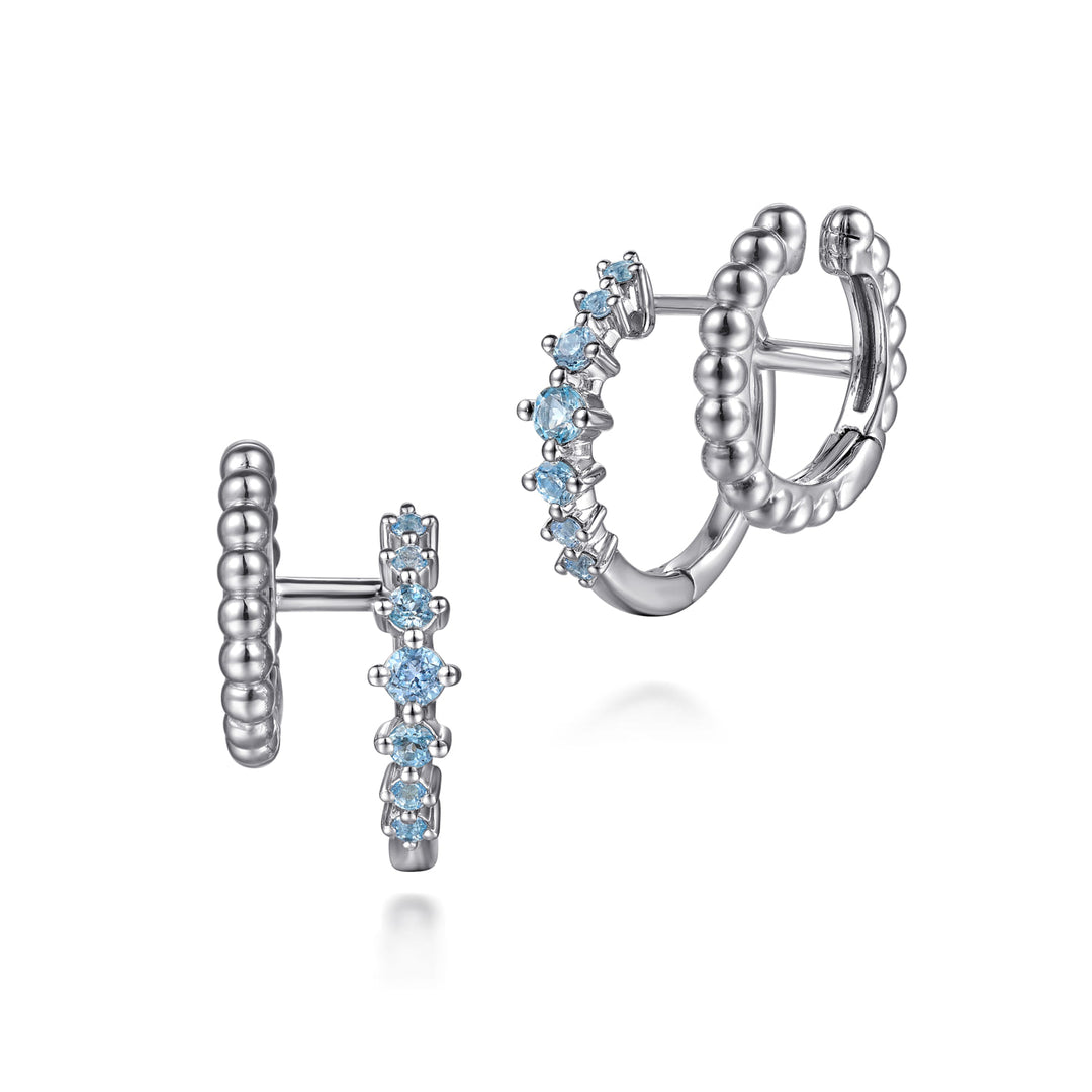 Sterling Silver Gabriel & Co. Huggie Earrings With Blue Topazes