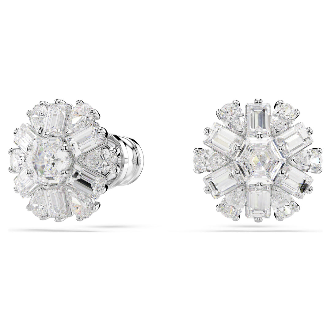 Swarovski Idyllia Rhodium Plated Cluster Stud Earrings With Clear Zirconia's 5691483