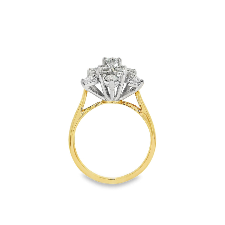 Estate - 14K Yellow And White Gold 0.87 CTW Diamond Ring, Size 5