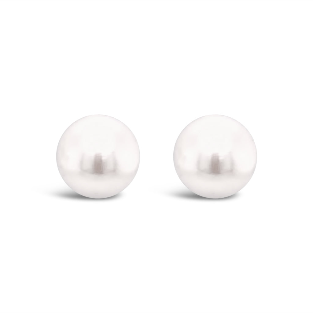 Women's 14K White Gold 9-9.5mm White Freshwater Cultured Pearl Stud Earrings