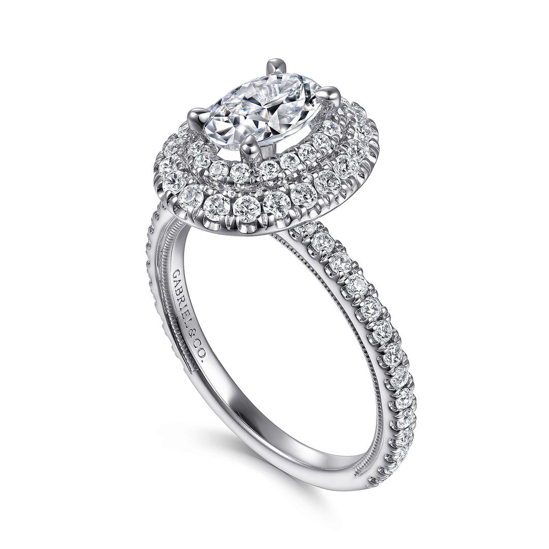 Women's 14K White Gold Double Halo 0.71 CTW Diamond Semi-Mount Engagement Ring