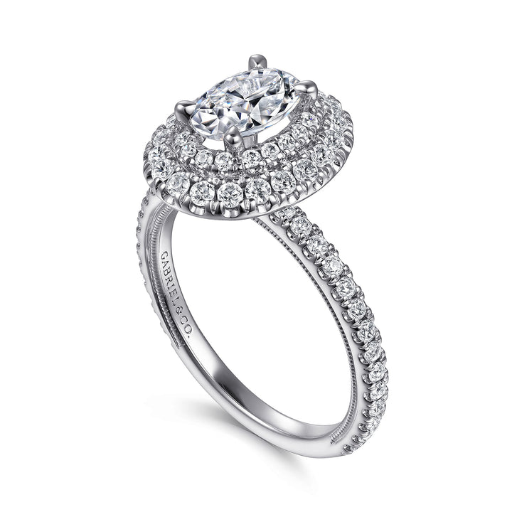 Women's 14K White Gold Double Halo 0.71 CTW Diamond Semi-Mount Engagement Ring