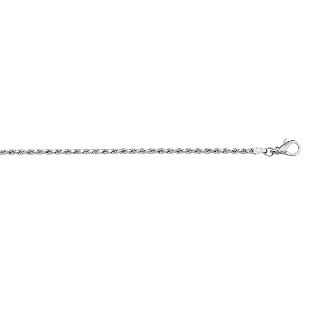 10K White Gold Small 1.3mm Diamond-Cut Rope Link 18" Chain