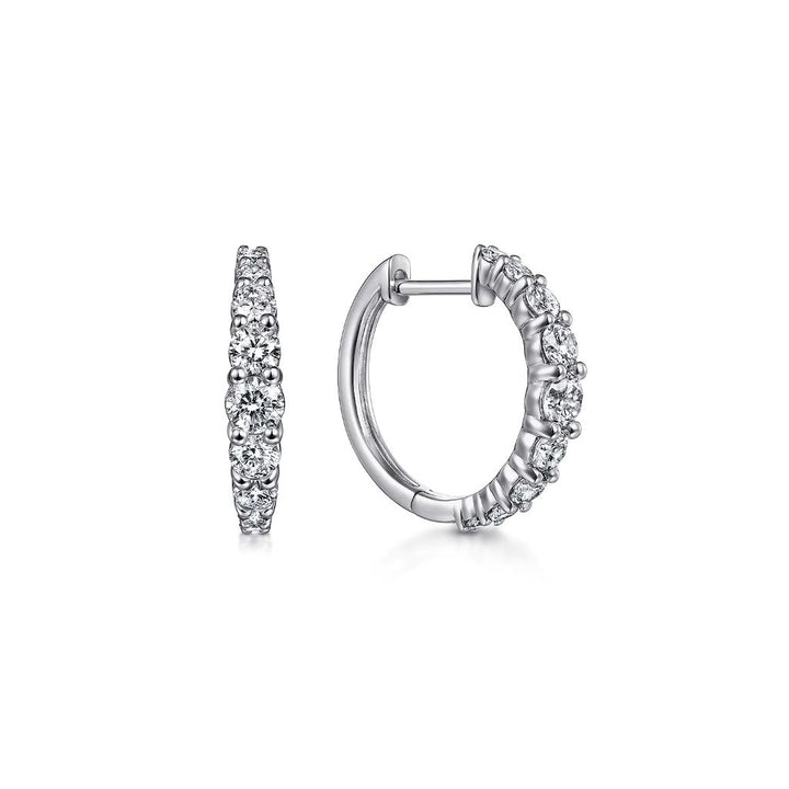14K White Gold 0.99 CTW Diamond Hoop Earrings