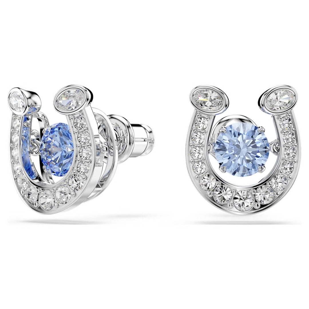Swarovski Symbolica Rhodium Plated Stud Horseshoe Earrings With Blue Cubic Zirconia 5746563