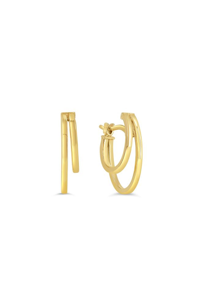 sempreORO Sterling Silver 14 Karat Gold Bonded Split Hoop Earrings