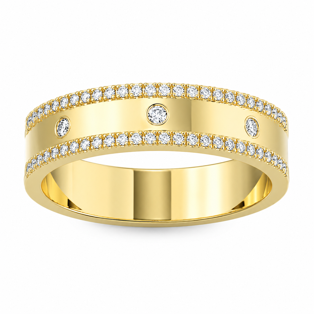10K Yellow Gold LAB Diamond Women's Wedding Band