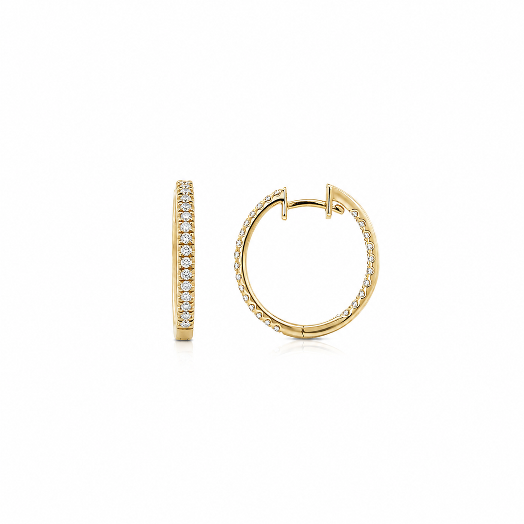 14K Yellow Gold 0.37 CTW Diamond Hoop Earrings