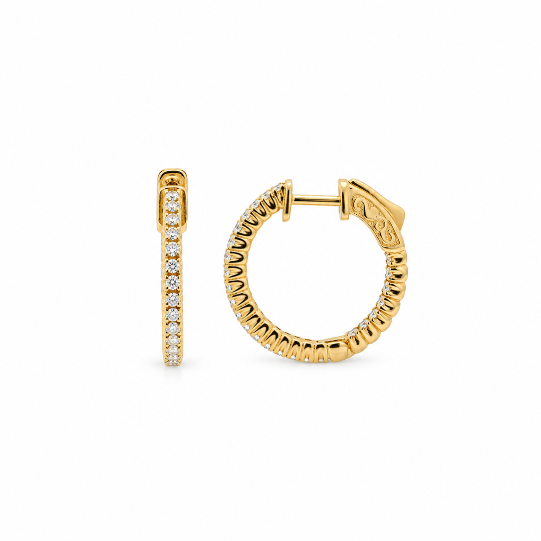 14K Yellow Gold 0.49 CTW Diamond Set Hoop Earrings
