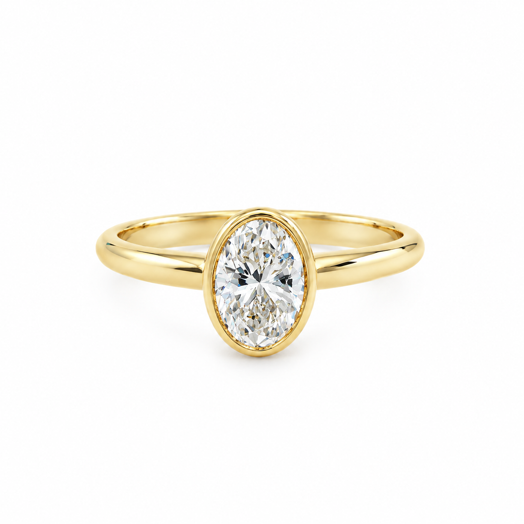 Women's 14K Yellow Gold Classic 0.61 CTW Oval Diamond Engagement Ring