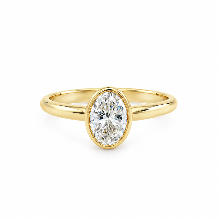Women's 14K Yellow Gold Classic 0.61 CTW Oval Diamond Engagement Ring