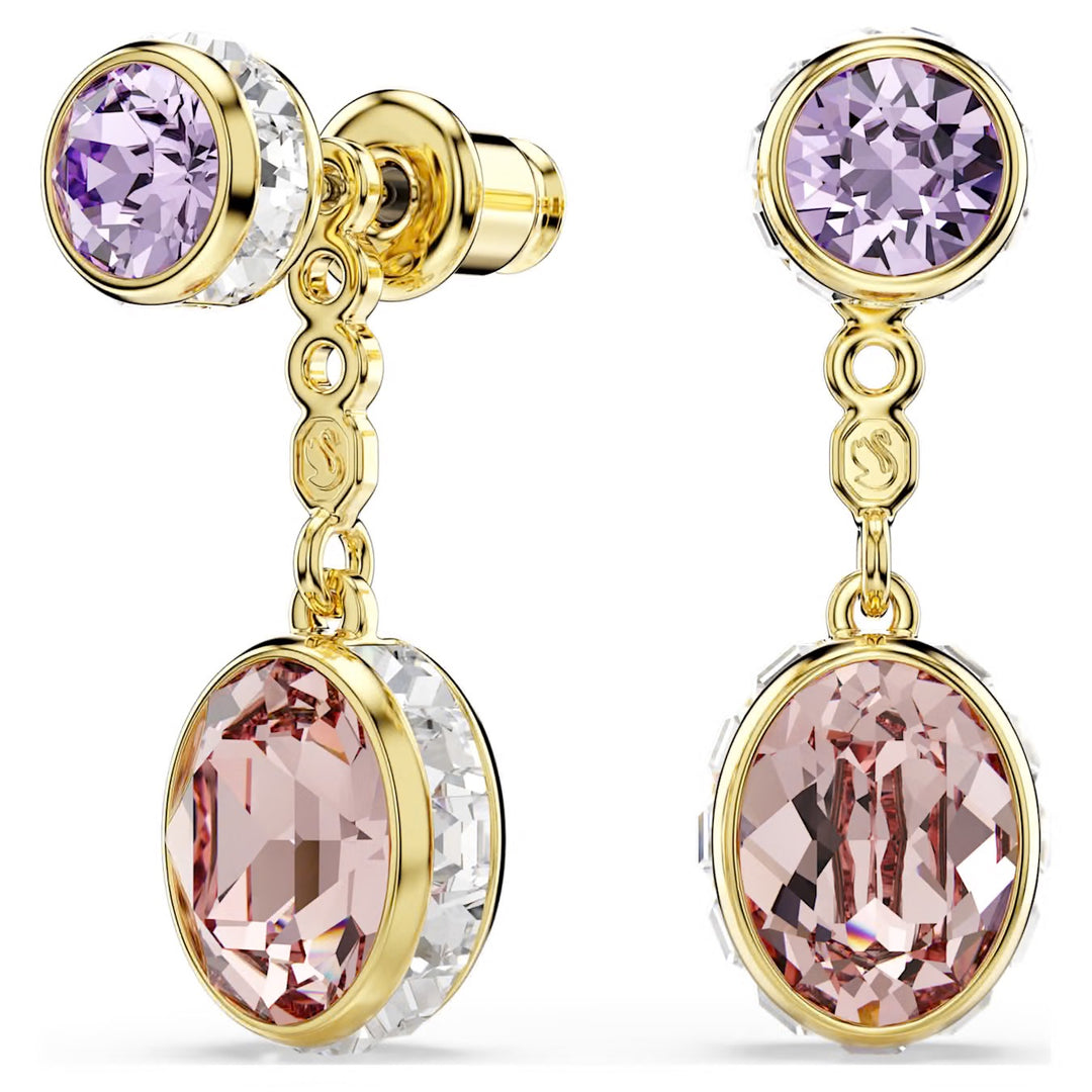 Swarovski Chroma Gold-Tone Plated Drop Earrings With Multi-Colour Crystals 5738478