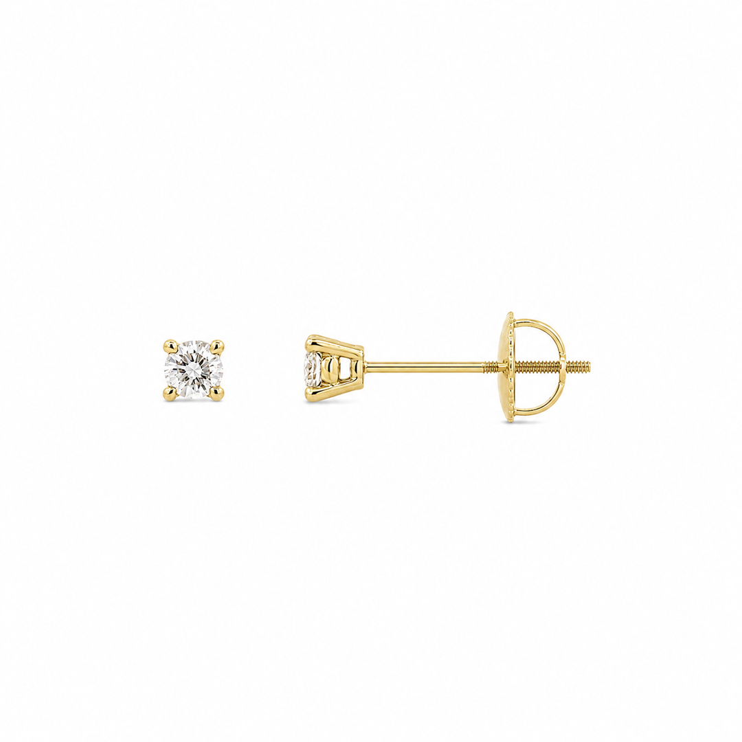 14K Yellow Gold 0.15 CTW LAB Grown Diamond Stud Earrings