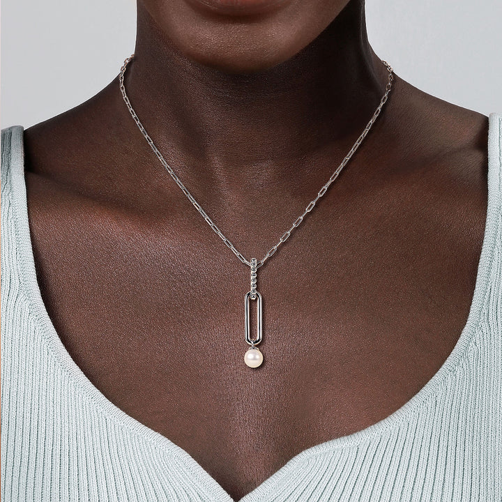 Gabriel & Co. Sterling Silver Drop Necklace With Pearl