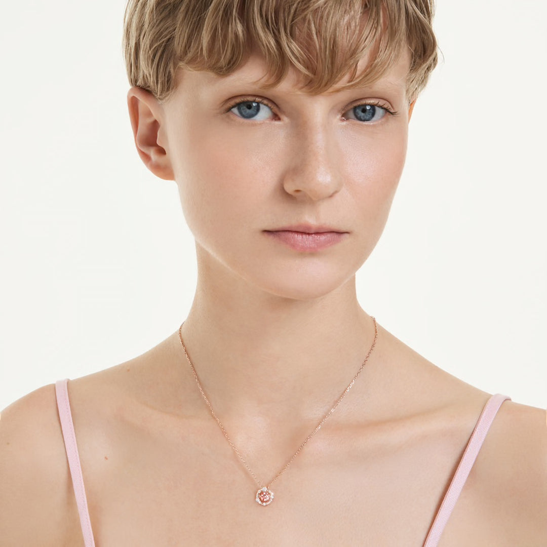 Swarovski Constella Rose Gold-Tone Plated Necklace With Pink Cubic Zirconia 5744244