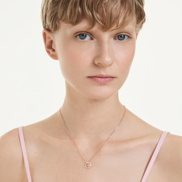 Swarovski Constella Rose Gold-Tone Plated Necklace With Pink Cubic Zirconia 5744244