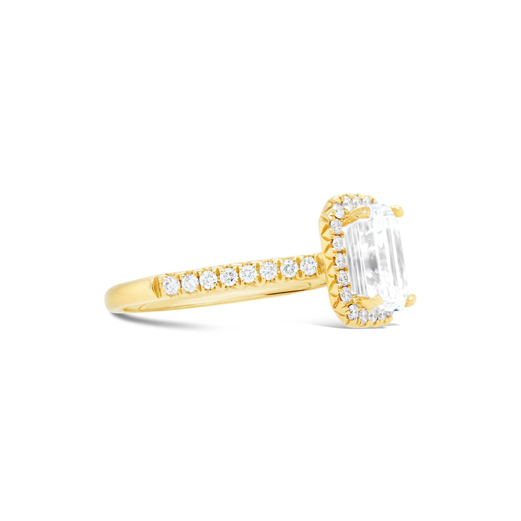 Women's 18K Yellow Gold Rectangular Halo 0.36 CTW Diamond Semi-Mount Engagment Ring