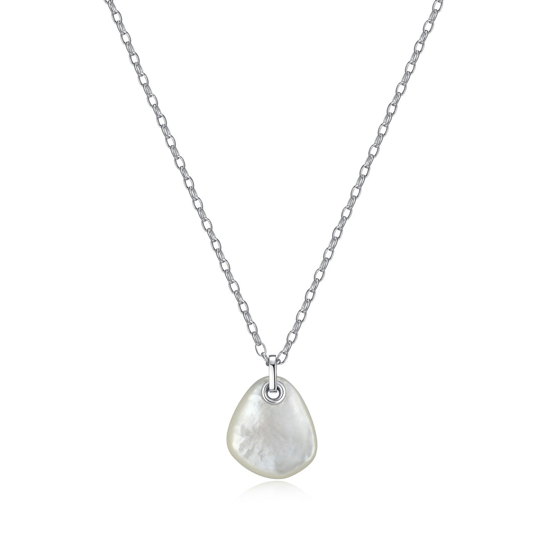 Elle Silver Pebble Drop Pendant With Mother Of Pearl