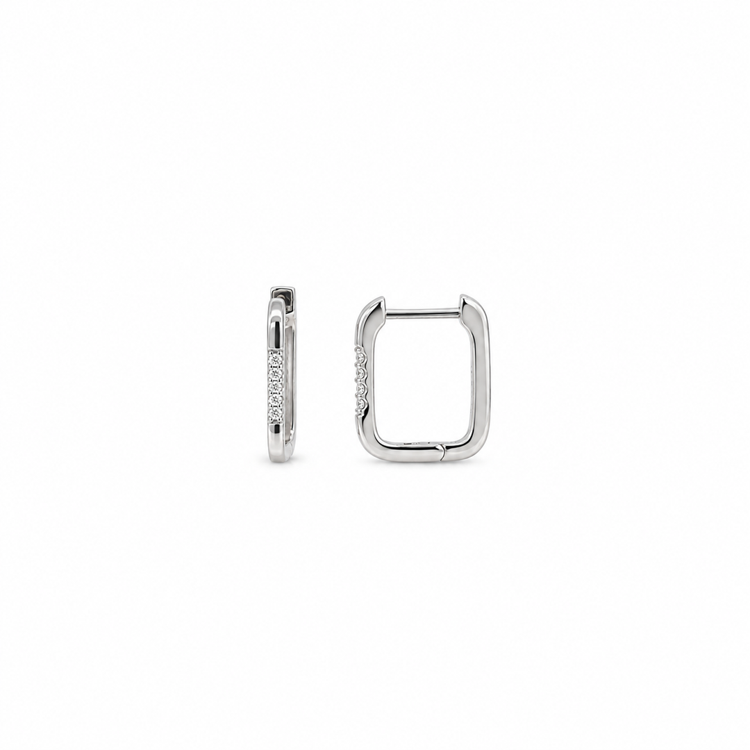 10K White Gold 0.04 CTW Diamond Huggie Earrings
