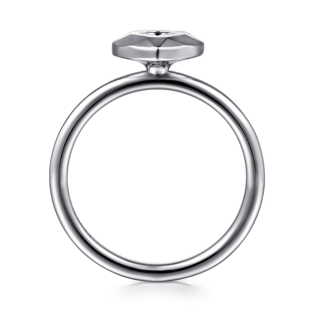 Sterling Silver  Gabriel & Co. Faceted Heart Ring With Diamond