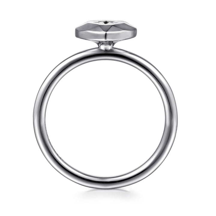 Sterling Silver  Gabriel & Co. Faceted Heart Ring With Diamond