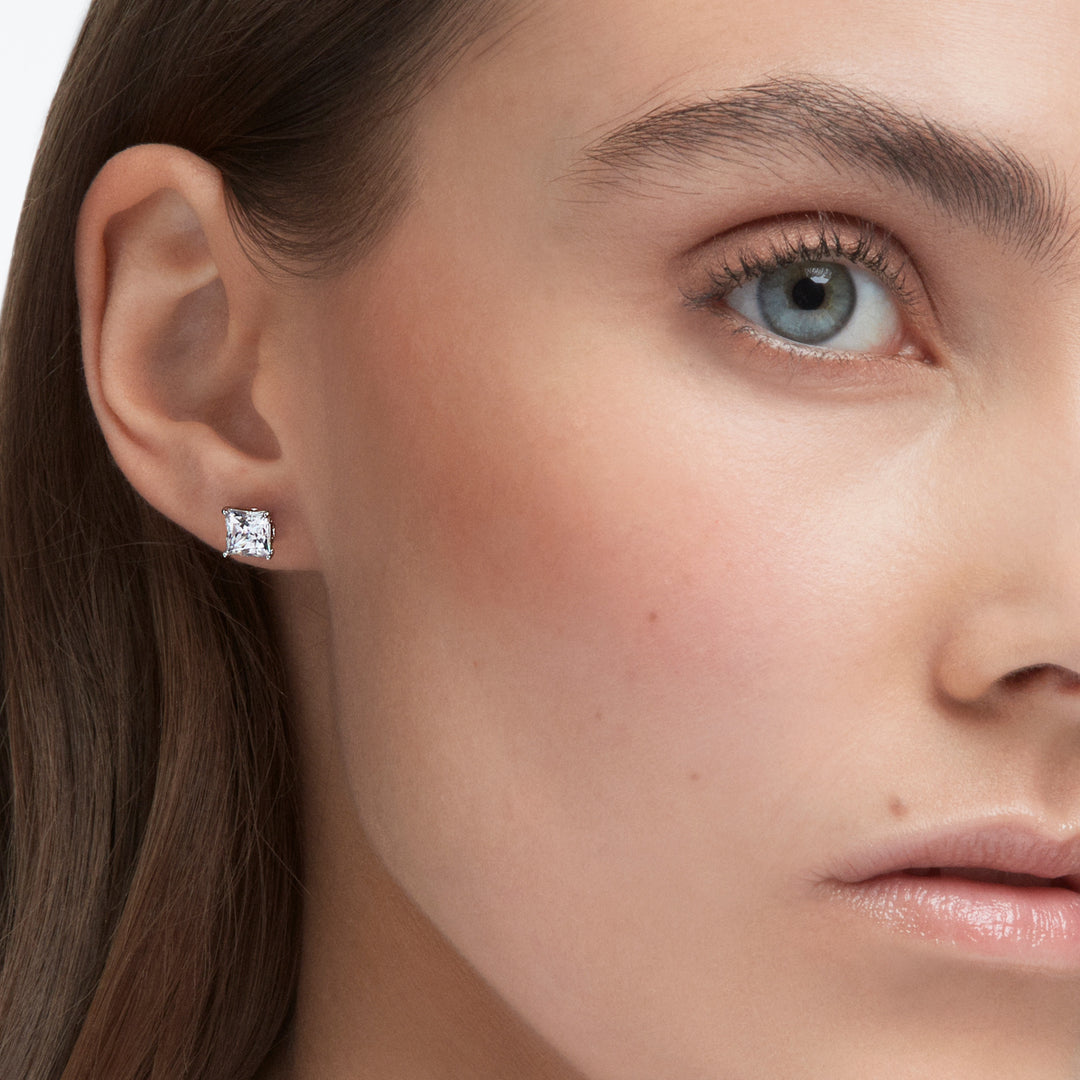 Swarovski Stilla Attract Rhodium Plated Stud Earrings With Clear Zirconia's 5430365