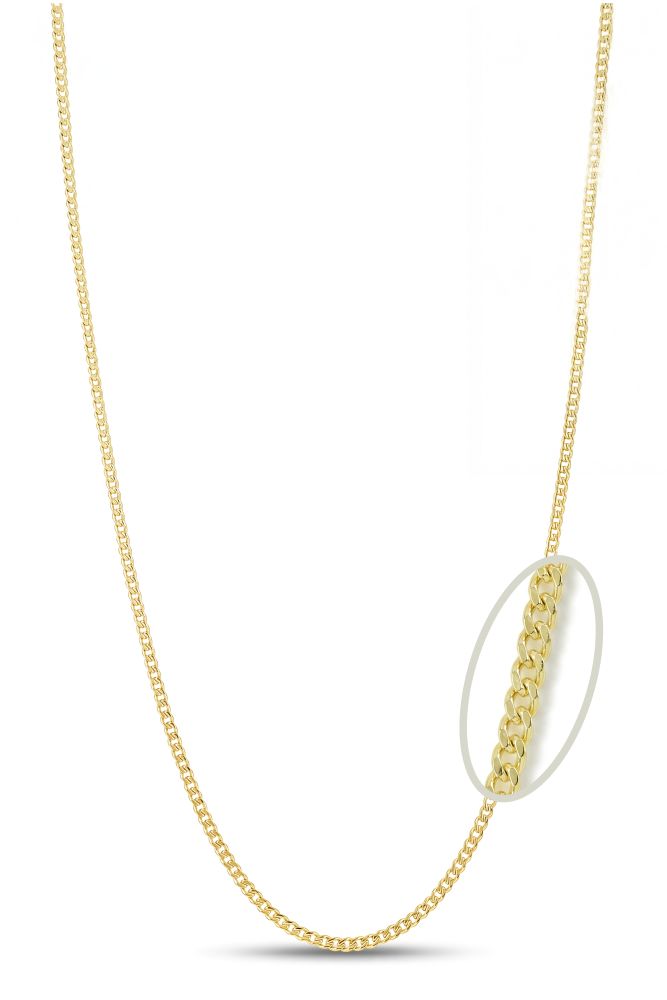 sempreORO Sterling Silver 14 Karat Gold Bonded 2.2mm Curb Link Chain