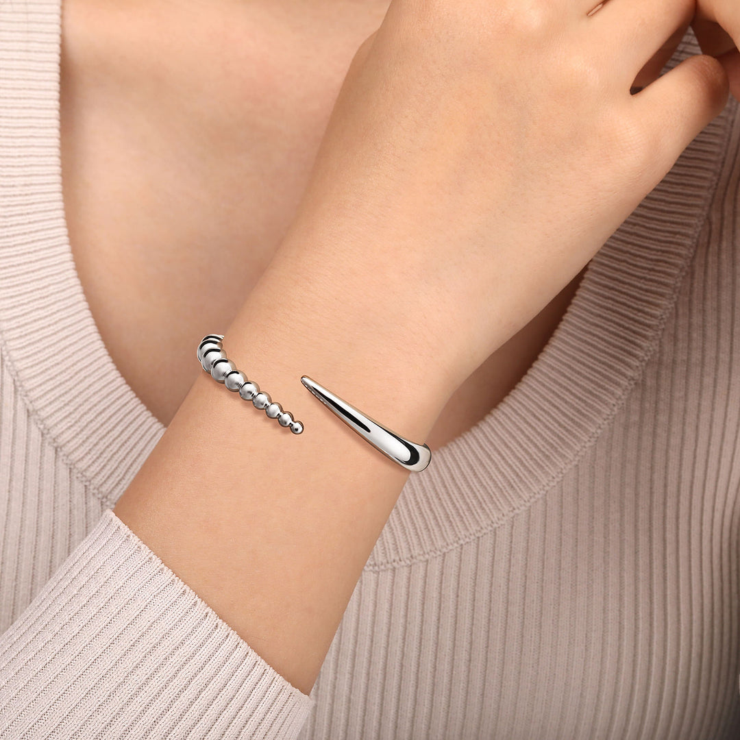 Gabriel & Co. Silver Bypass Hinged Bangle Bracelet
