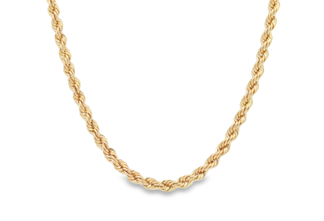 Estate - 18K Yellow Gold Rope Link 20" Chain