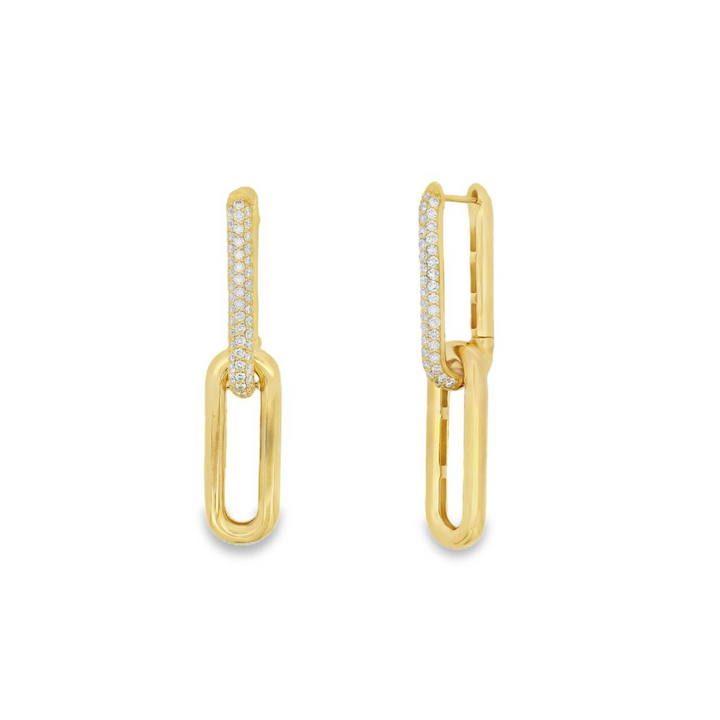 14K Yellow Gold 0.88 CTW Diamond Paperclip Drop Earrings