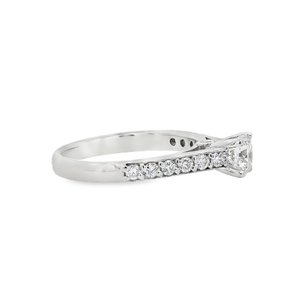 Estate - 14K White Gold 0.82 CTW Diamond Engagement Ring, Size 5.5