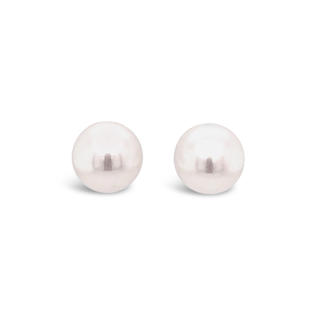 Women's 14K Yellow Gold 5-5.5mm White Akoya Cultured Pearl Stud Earrings