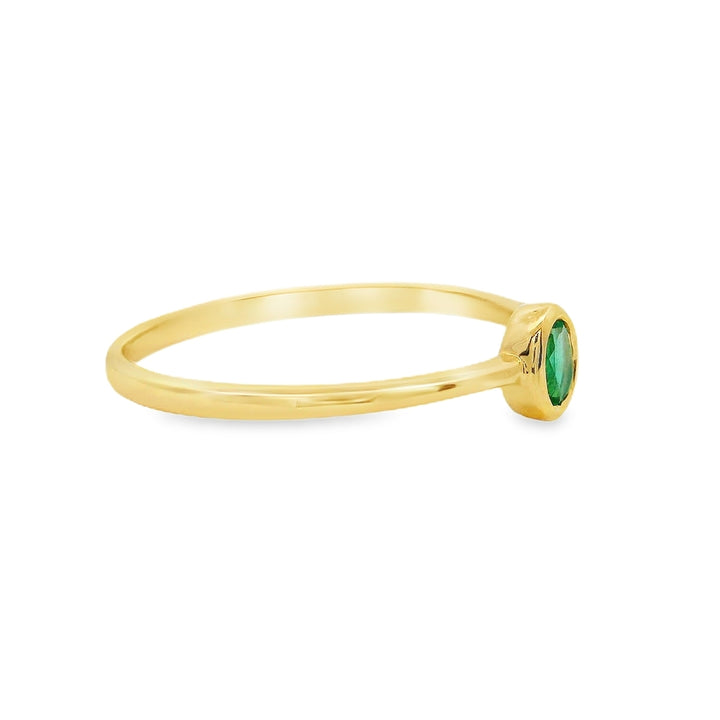 14K Yellow Gold 4x3mm Emerald Ring