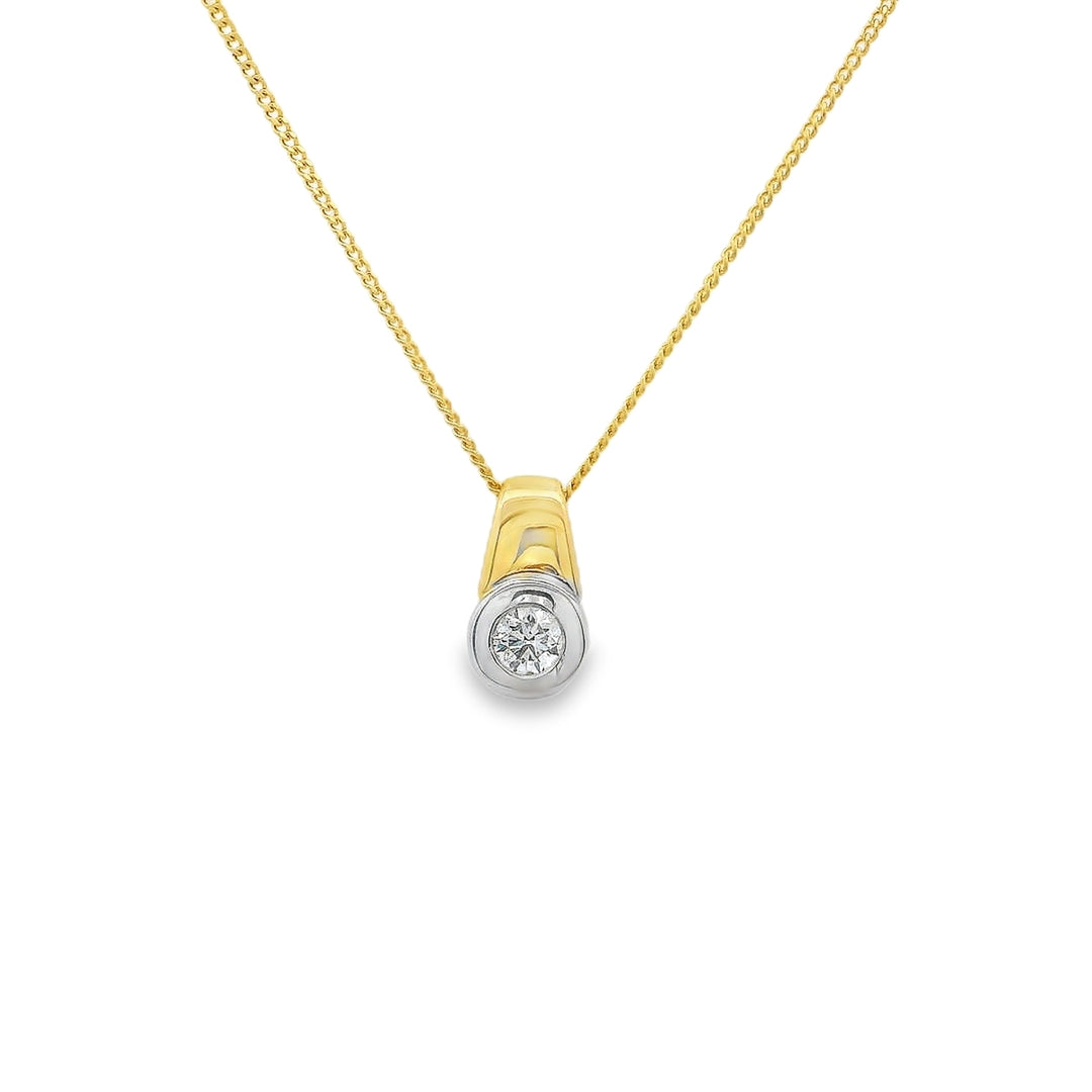 14K White And Yellow Gold 0.22 CTW Diamond Solitaire Pendant