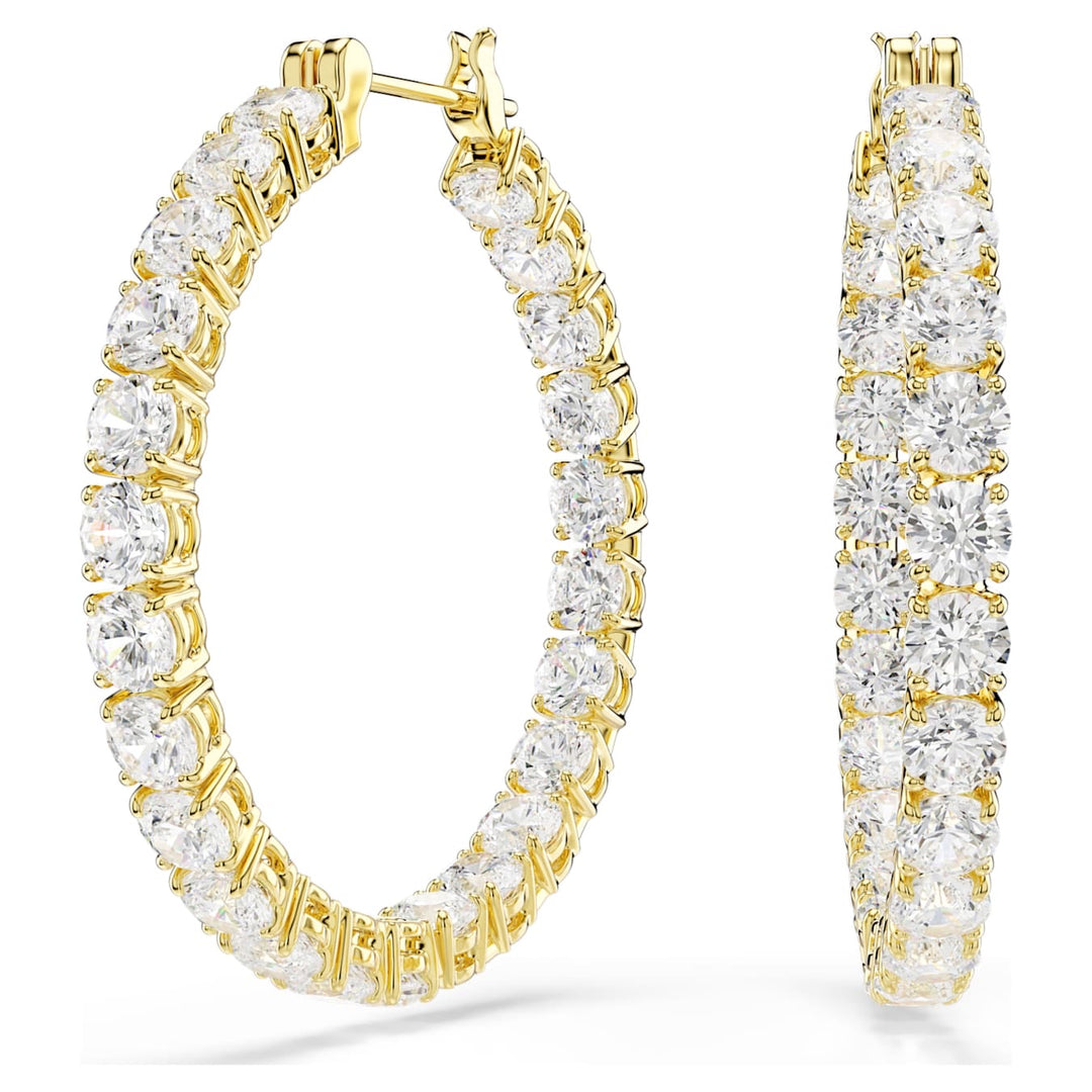 Swarovski Matrix Gold-Tone Plated Hoop Earrings With Clear Cubic Zirconia 5750620